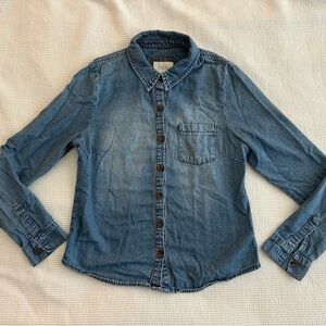 Denim Blue Button-Down 100% Cotton Shirt